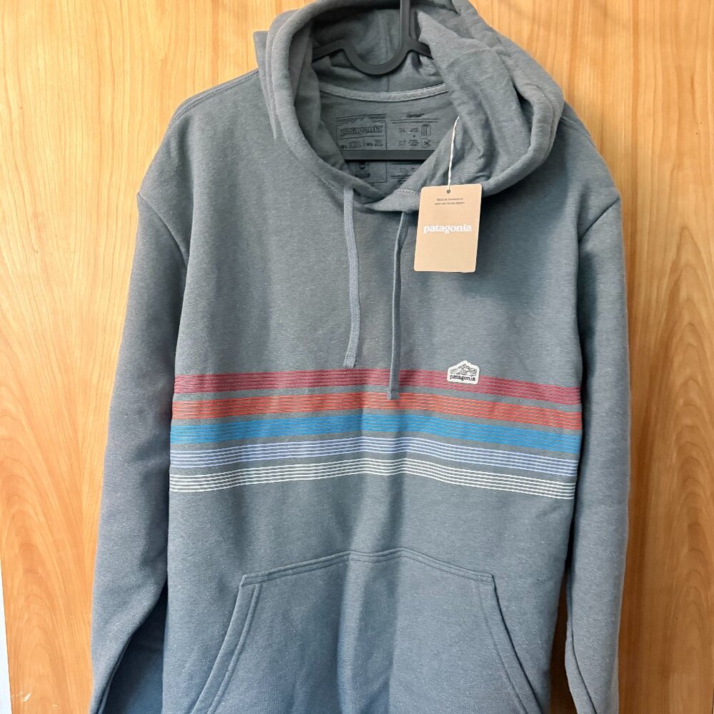 NWT Patagonia Line Logo Ridge Stripe Uprisal Hoodie XXL Grey